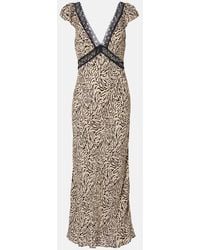 RIXO London - Iggy Embroidered Midi Dress - Lyst