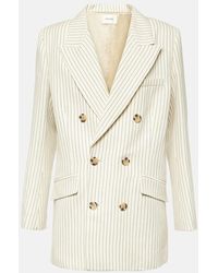 FRAME - Striped Cotton And Linen Blazer - Lyst