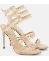 Rene Caovilla - Chandelier 105 Embellished Satin Sandals - Lyst