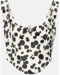 Area - Dalmatian Embellished Denim Corset - Lyst