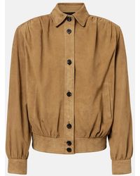 Saint Laurent - Gathered Suede Jacket - Lyst