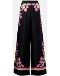 La DoubleJ - Pantalones Palazzo De Seda Estampados - Lyst