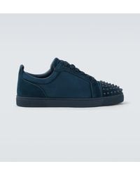 Christian Louboutin - Louis Junior Spikes Embellished Suede Sneakers - Lyst