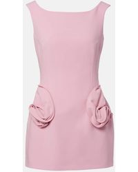 Magda Butrym - Vestido Corto De Mezcla De Lana Con Aplique Floral - Lyst