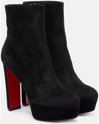 Christian Louboutin - Loo Booty Suede Platform Boots 130 - Lyst