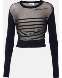 Jean Paul Gaultier - The Mariniere Jersey And Tulle Top - Lyst
