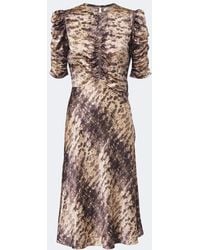 Isabel Marant - Lemila Ruched Snake-Print Silk Midi Dress - Lyst