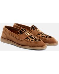 Dolce & Gabbana - Dg Suede And Calf Hair Loafers - Lyst