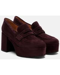 Gianvito Rossi - Jenna Suede Platform Penny Loafers - Lyst