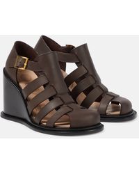 Loewe - Campo Leather Wedge Sandals - Lyst
