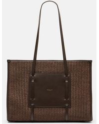 DeMellier London - Capri Leather-Trimmed Raffia Tote Bag - Lyst