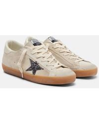 Golden Goose - Super-Star Glitter Suede Sneakers - Lyst