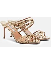 Aquazzura - Tell Me Mirrored Leather Mules - Lyst