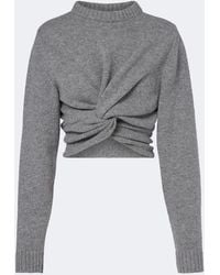 Balenciaga - Cropped Gathered Wool Sweater - Lyst