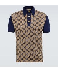 Gucci - Monogram Contrast-trim Silk And Cotton-blend Polo Shirt - Lyst