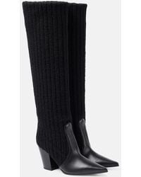 Gianvito Rossi - Leather-Trimmed Knee-High Boots - Lyst