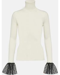 RED Valentino - Ribbed-Knit Wool-Blend Top - Lyst