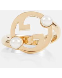 Gucci - Anello Blondie Interlocking G con perle bijoux - Lyst