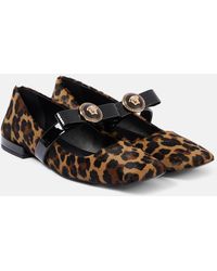 Versace - Gianni Ribbon Calf Hair Mary Jane Flats - Lyst