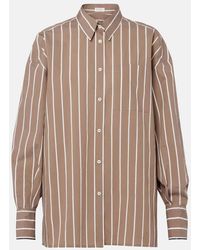 Brunello Cucinelli - Monili Striped Cotton-Blend Poplin Shirt - Lyst