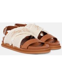 Jimmy Choo - Joa Embroidered Canvas And Leather Sandals - Lyst