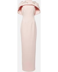 Safiyaa - Embellished Caped Crepe Gown - Lyst