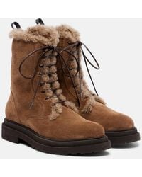Brunello Cucinelli - Monili Shearling-Lined Suede Combat Boots - Lyst