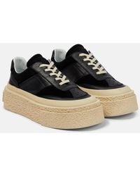 MM6 by Maison Martin Margiela - Leather And Suede Platform Sneakers - Lyst