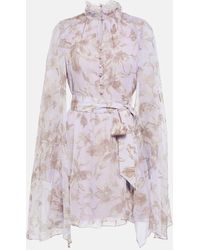 Erdem - Clarice minikleid aus seiden-georgette mit floralem print - Lyst