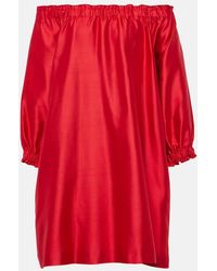 Max Mara - Lepre Off-Shoulder Silk And Cotton Minidress - Lyst