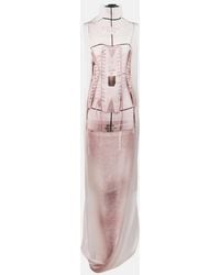 Jean Paul Gaultier - Trompe L'Oil Draped Satin Maxi Dress - Lyst