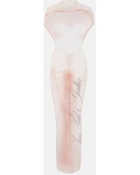 Jean Paul Gaultier - Bedrucktes Maxikleid Le Classique Aus Mesh - Lyst