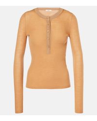 Chloé - Ribbed-Knit Wool Henley Shirt - Lyst