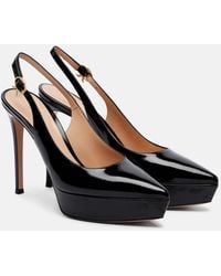 Gianvito Rossi - Dasha 115 Patent Leather Platform Slingback Pumps - Lyst
