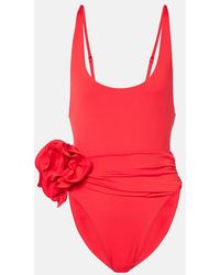 Magda Butrym - Floral-Applique Ruched Swimsuit - Lyst