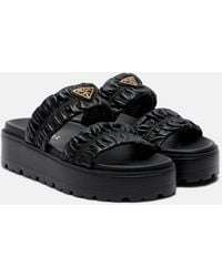 Prada - Matelasse Leather Platform Sandals - Lyst