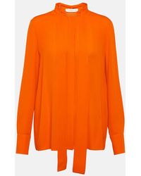 Valentino - Scarf Neckline Silk Shirt - Lyst