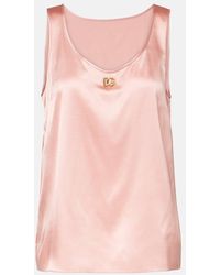 Dolce & Gabbana - Dg Silk-Blend Satin Top - Lyst