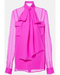 Costarellos - Bluse Aus Seiden-Georgette - Lyst
