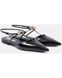 Victoria Beckham - B Buckle Leather Slingback Flats - Lyst