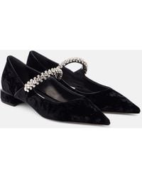Jimmy Choo - Bing Embellished Velvet Ballet Flats - Lyst