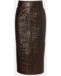 Emilia Wickstead - Loretta Croc-Effect Leather Pencil Skirt - Lyst