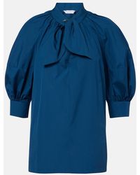 Max Mara - Tie-Neck Cotton Poplin Blouse - Lyst