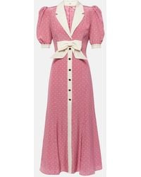 Alessandra Rich - Bow-Detail Polka-Dot Silk Maxi Dress - Lyst