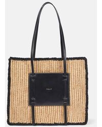 DeMellier London - Capri Leather-trimmed Raffia Tote Bag - Lyst