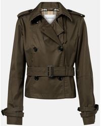 Burberry - Cropped Cotton Gabardine Trench Jacket - Lyst
