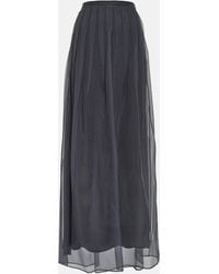 Brunello Cucinelli - Pleated Silk Chiffon Maxi Skirt - Lyst