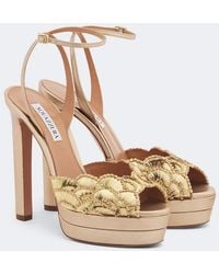 Aquazzura - Ce Soir Metallic Leather Platform Sandals - Lyst
