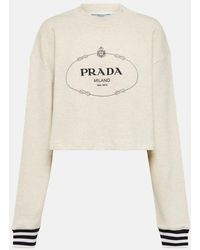 Prada - Pullover in cotone con logo - Lyst