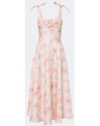 Rodarte - Floral Silk Twill Midi Dress - Lyst
